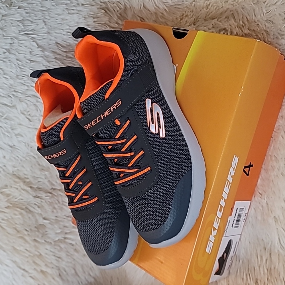 Skechers, size 4, orange and grey, junior Boys size